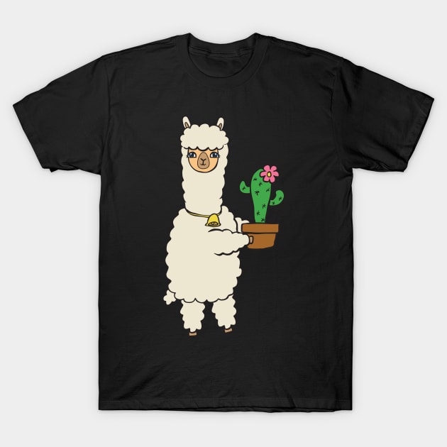 Alpaca with cactus T-Shirt by theanimaldude